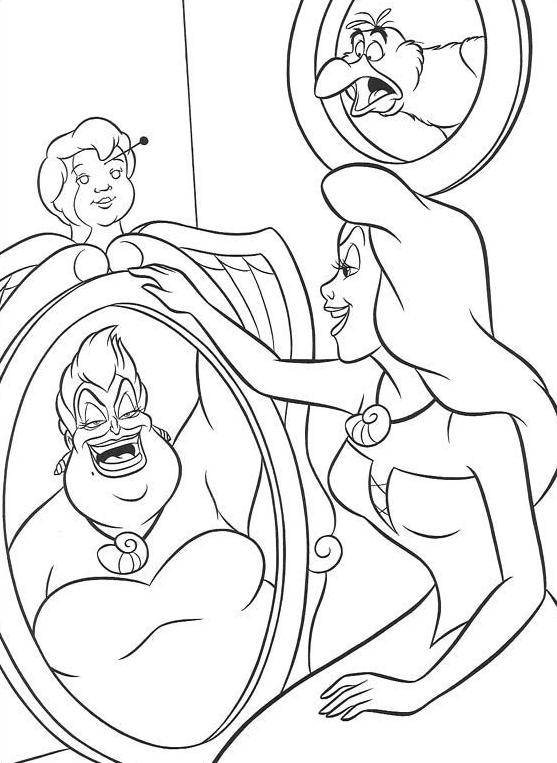 coloriage la mechante se regarde dans la glace